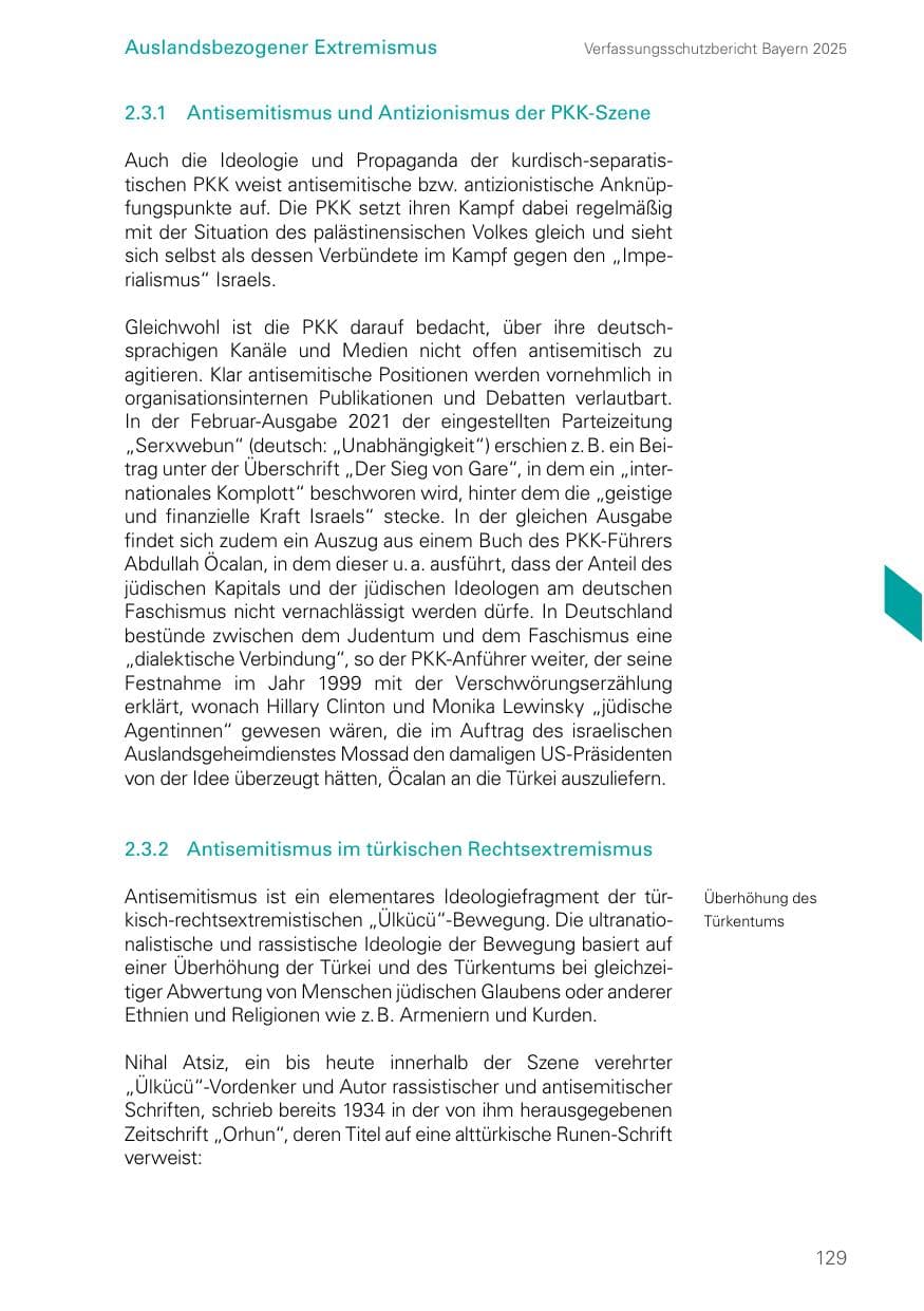 Seite 129 des Verfassungsschutzbericht 2025 Bayern
