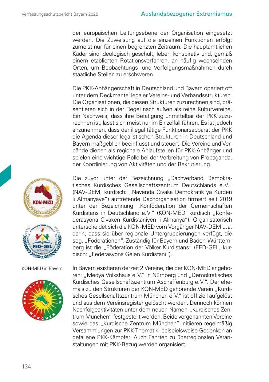 Seite 134 des Verfassungsschutzbericht 2025 Bayern