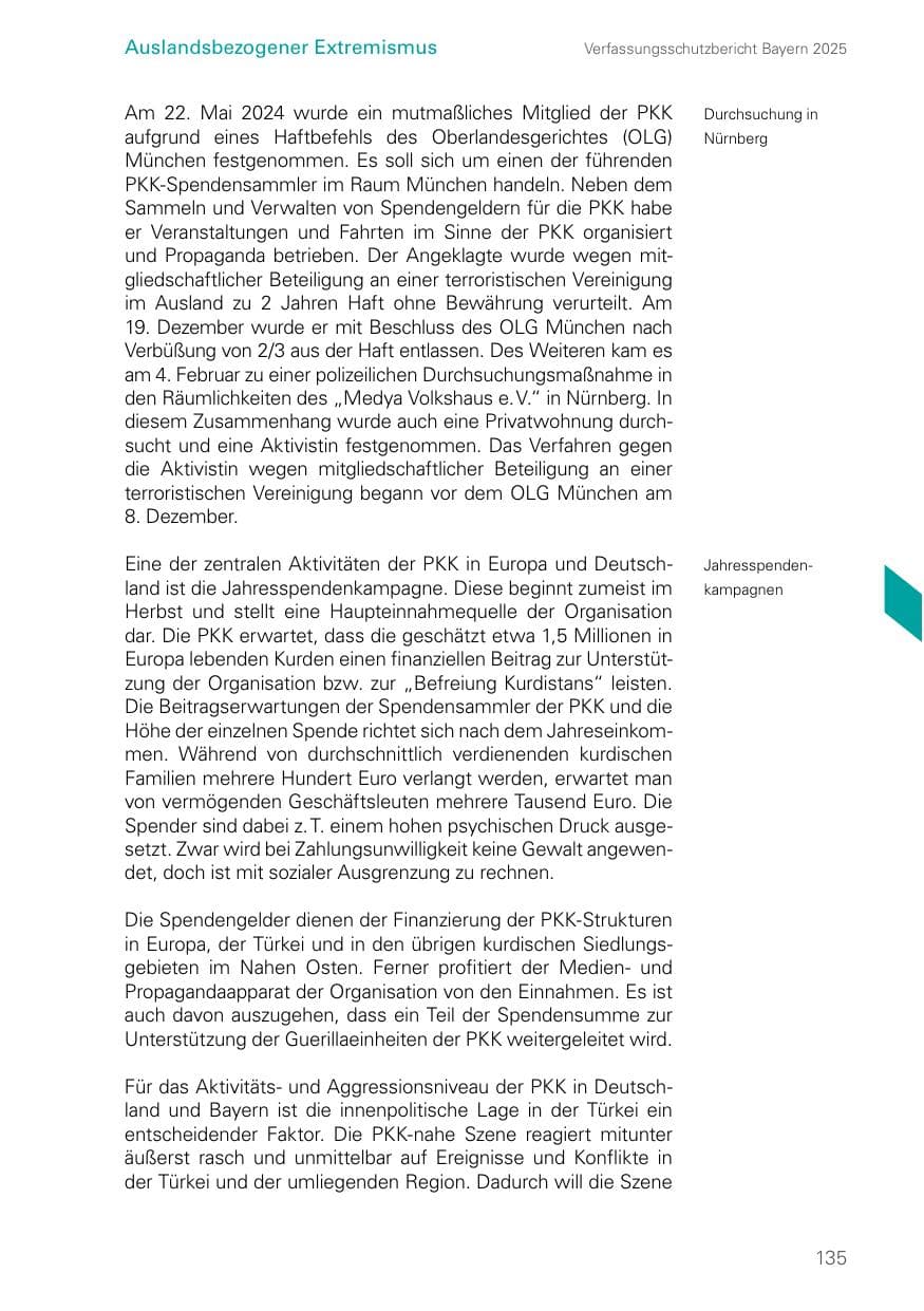 Seite 135 des Verfassungsschutzbericht 2025 Bayern
