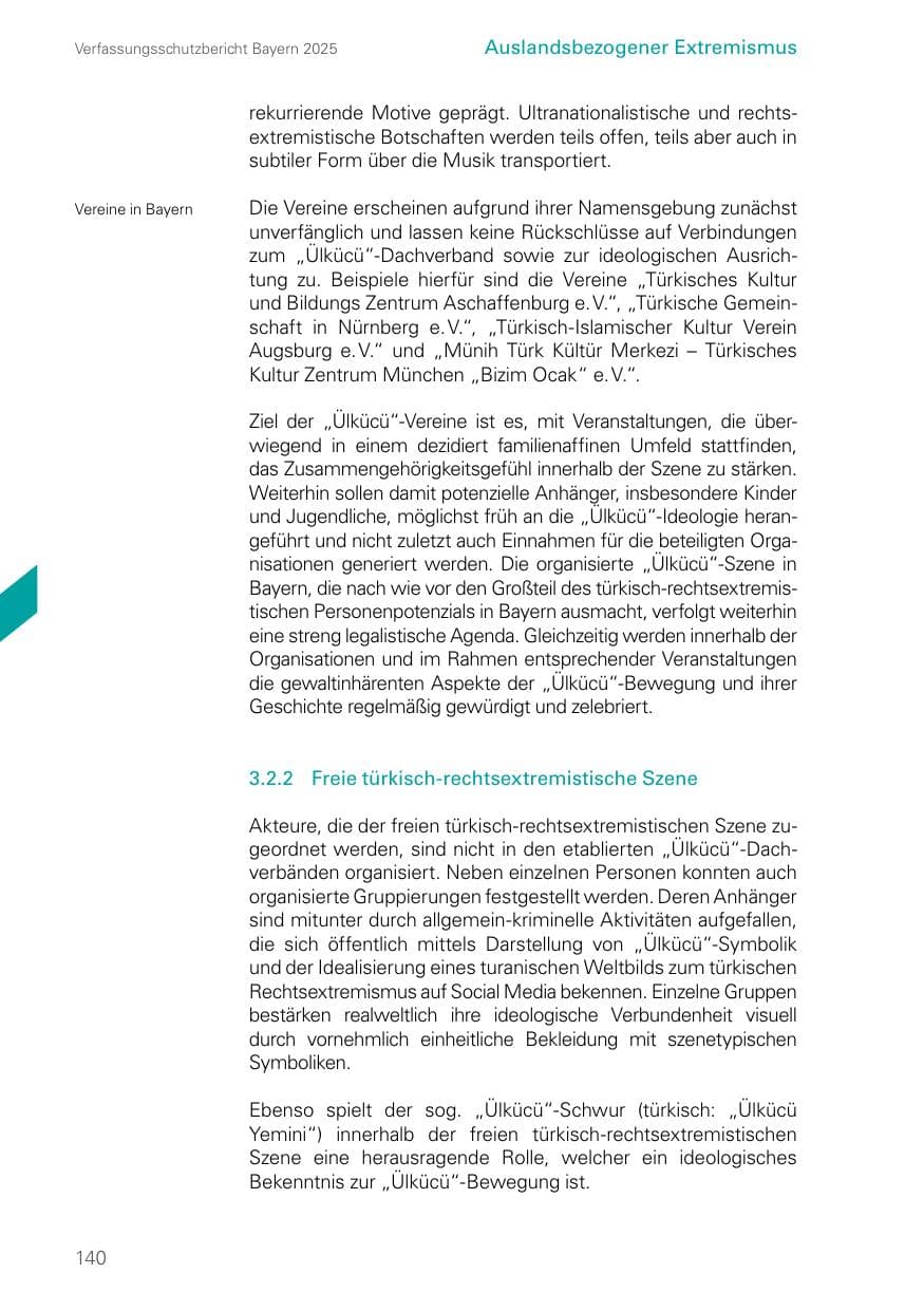 Seite 140 des Verfassungsschutzbericht 2025 Bayern