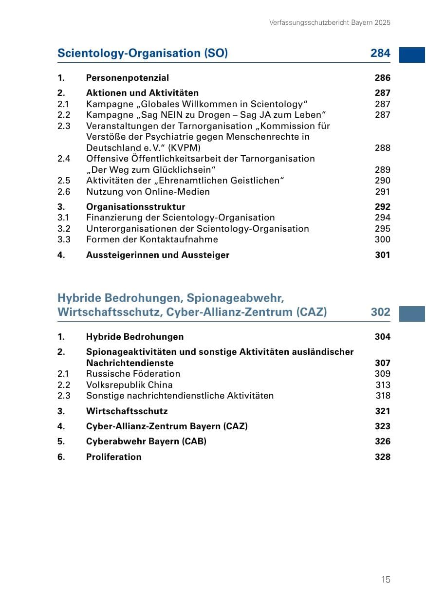 Seite 15 des Verfassungsschutzbericht 2025 Bayern