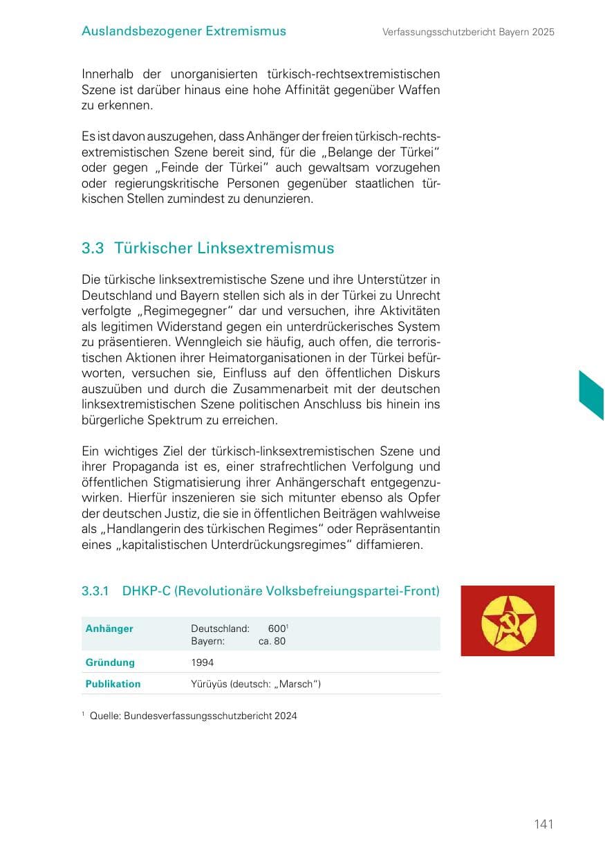 Seite 141 des Verfassungsschutzbericht 2025 Bayern