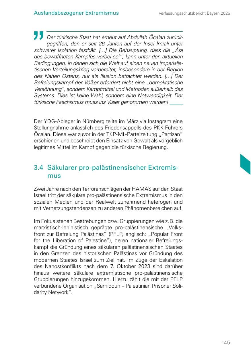 Seite 145 des Verfassungsschutzbericht 2025 Bayern