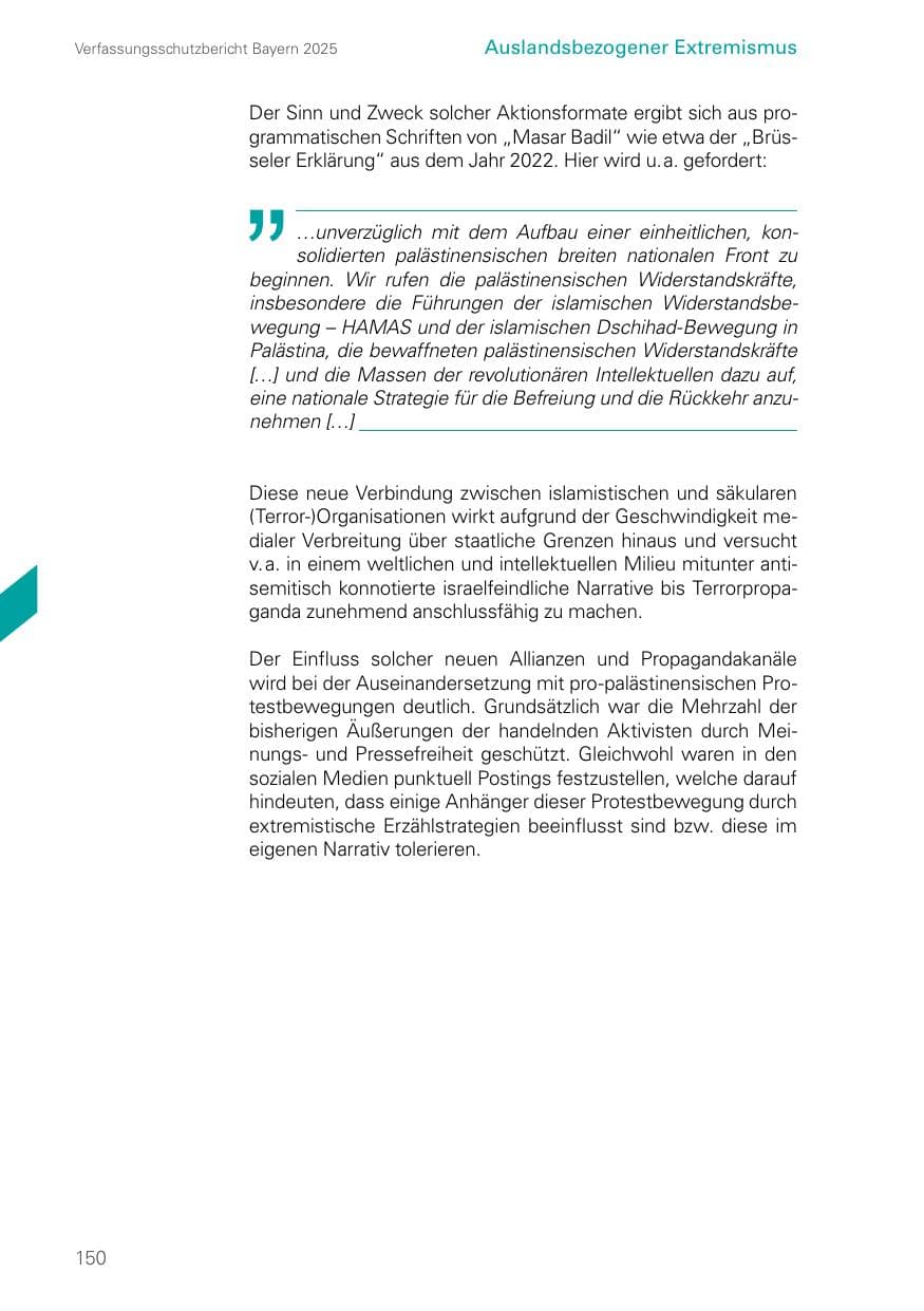 Seite 150 des Verfassungsschutzbericht 2025 Bayern