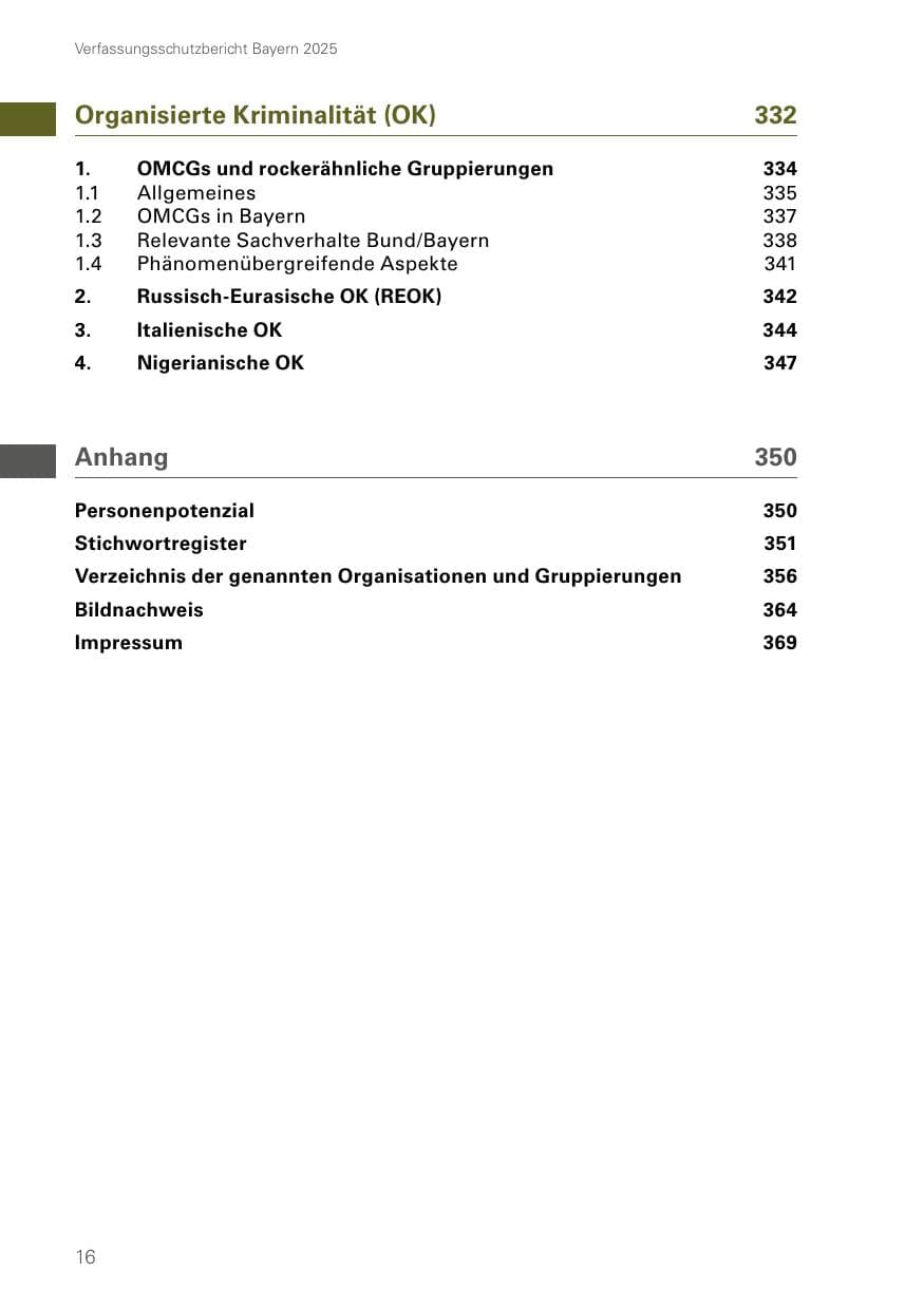 Seite 16 des Verfassungsschutzbericht 2025 Bayern