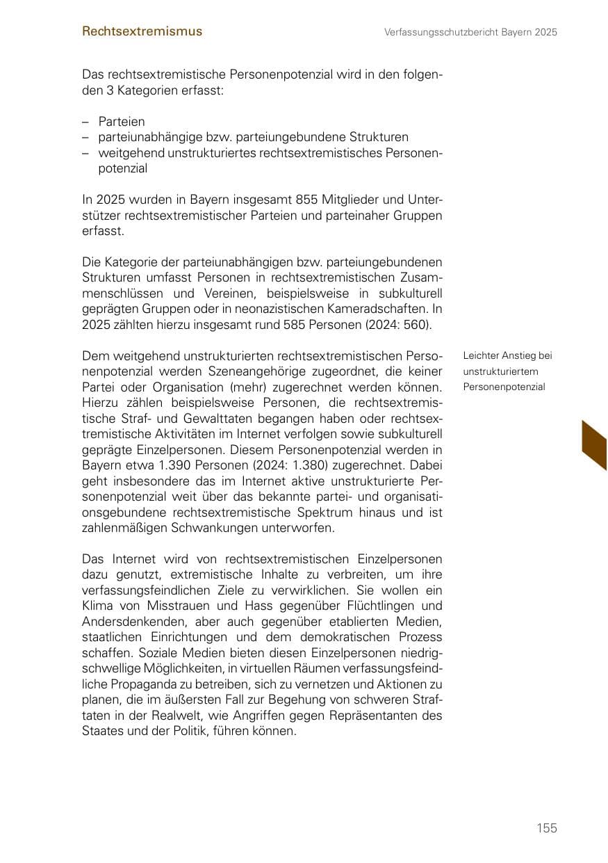 Seite 155 des Verfassungsschutzbericht 2025 Bayern