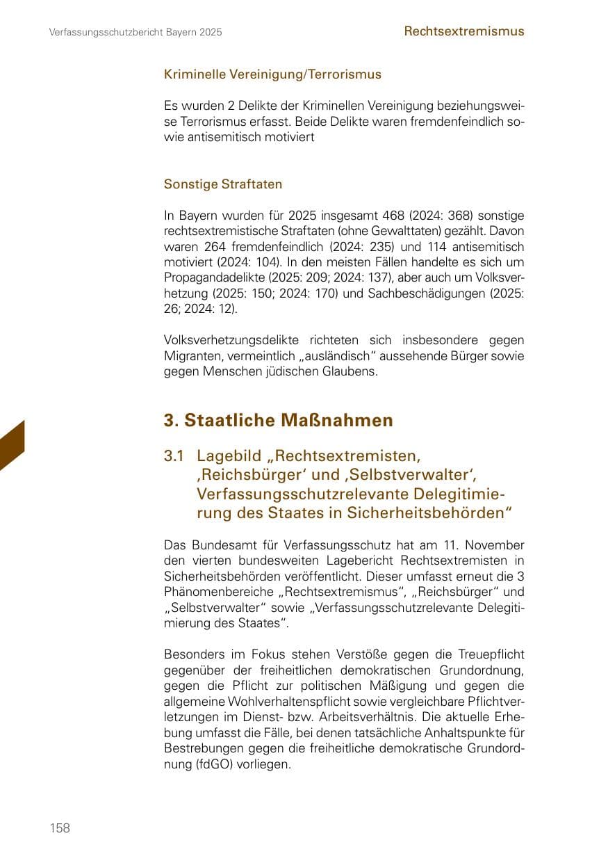 Seite 158 des Verfassungsschutzbericht 2025 Bayern