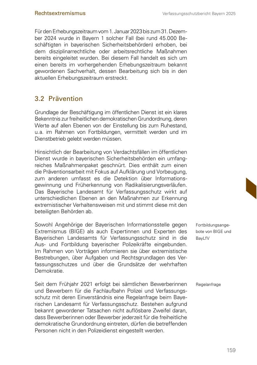 Seite 159 des Verfassungsschutzbericht 2025 Bayern