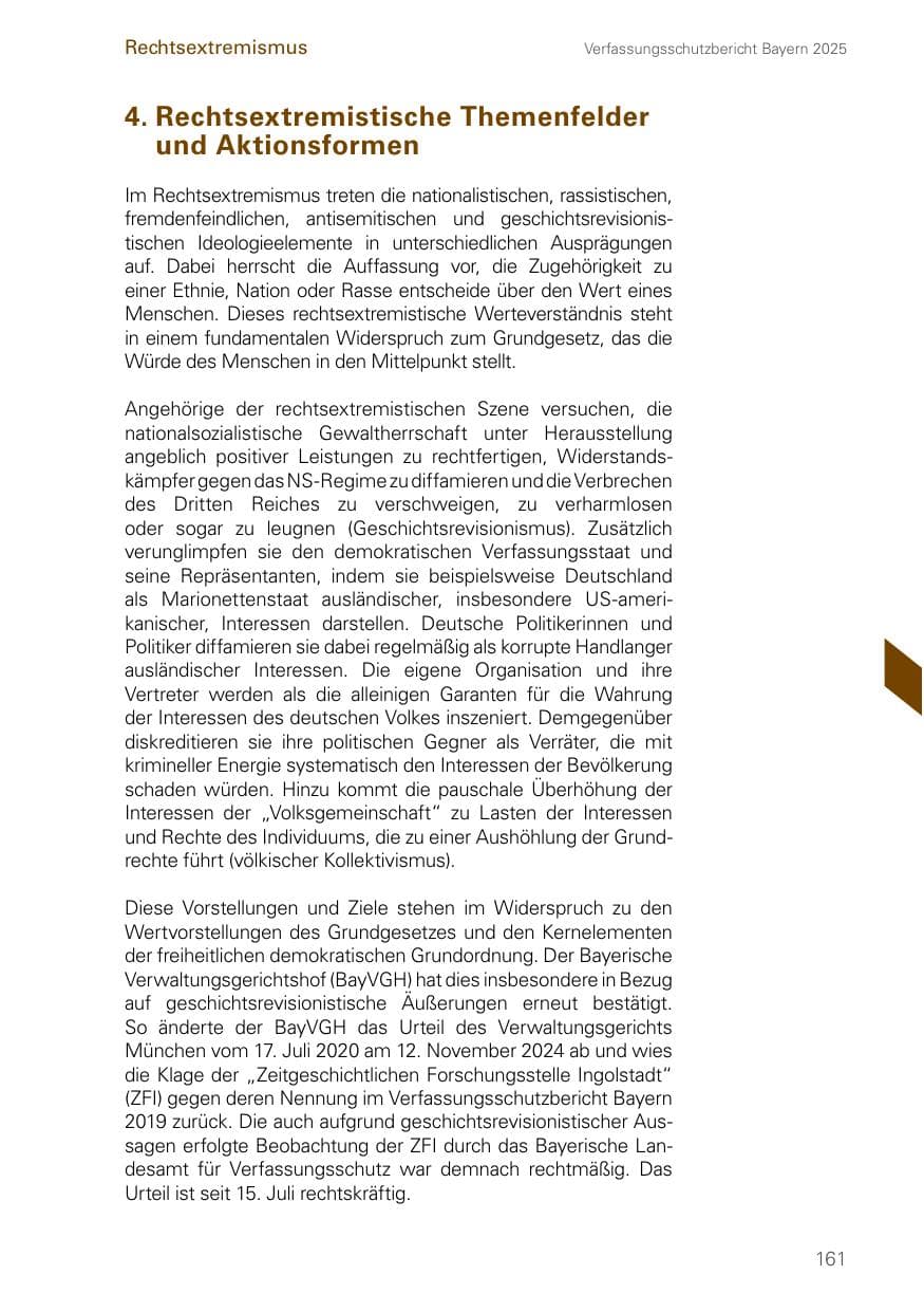 Seite 161 des Verfassungsschutzbericht 2025 Bayern