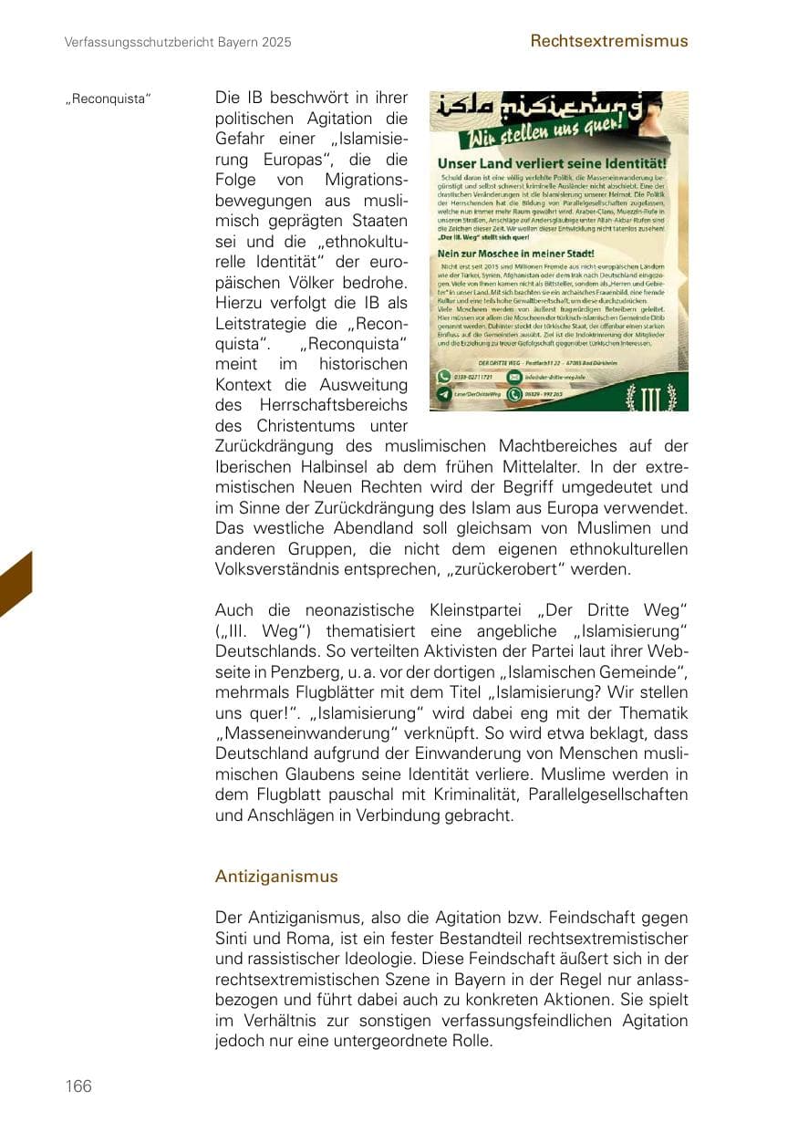 Seite 166 des Verfassungsschutzbericht 2025 Bayern