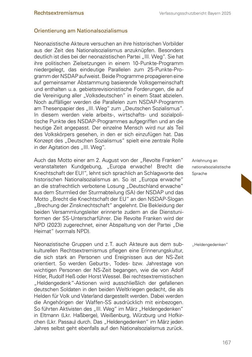 Seite 167 des Verfassungsschutzbericht 2025 Bayern