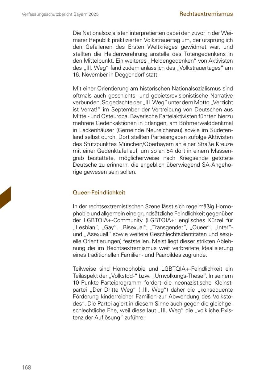Seite 168 des Verfassungsschutzbericht 2025 Bayern