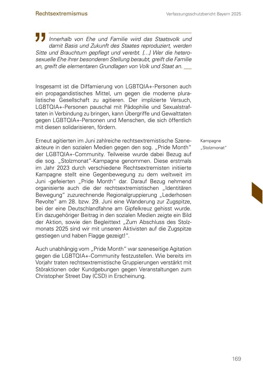 Seite 169 des Verfassungsschutzbericht 2025 Bayern