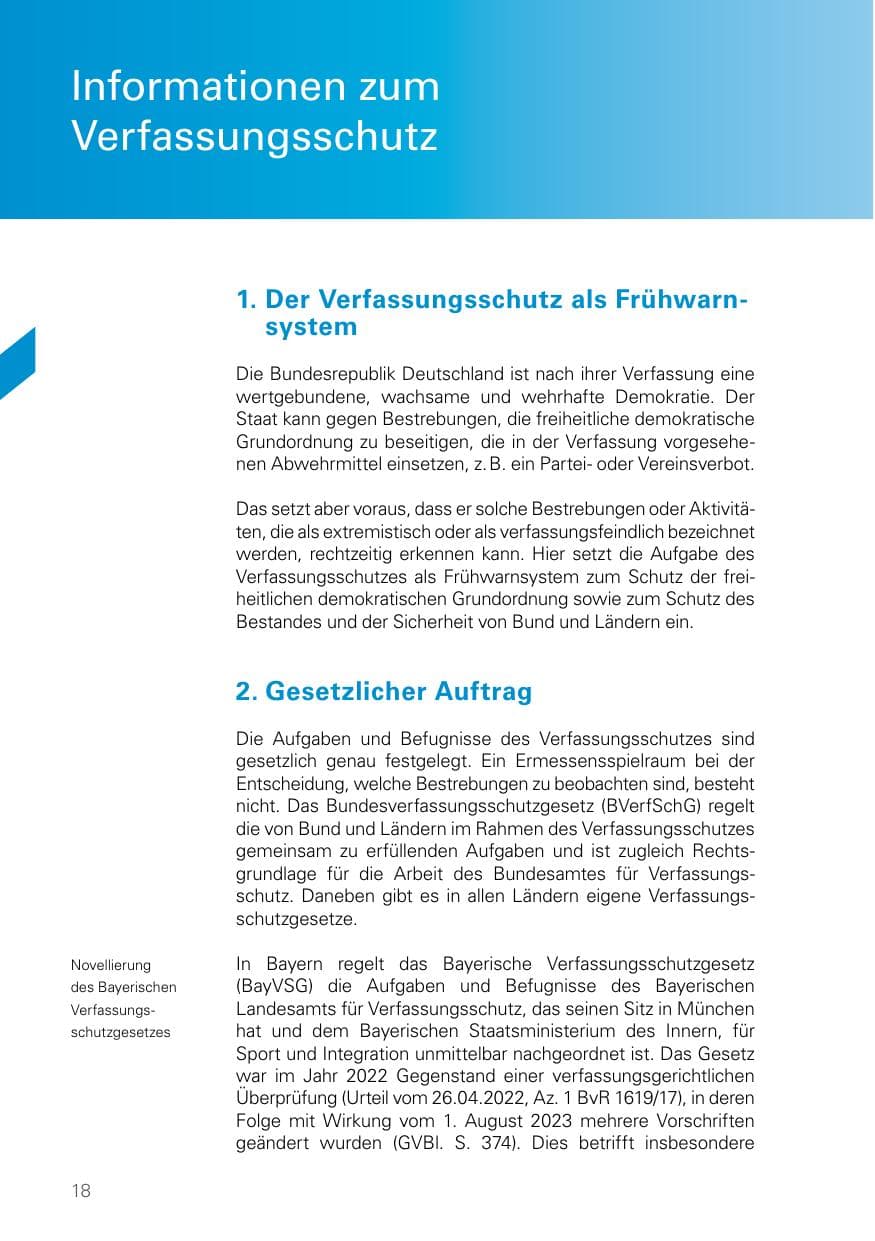 Seite 18 des Verfassungsschutzbericht 2025 Bayern
