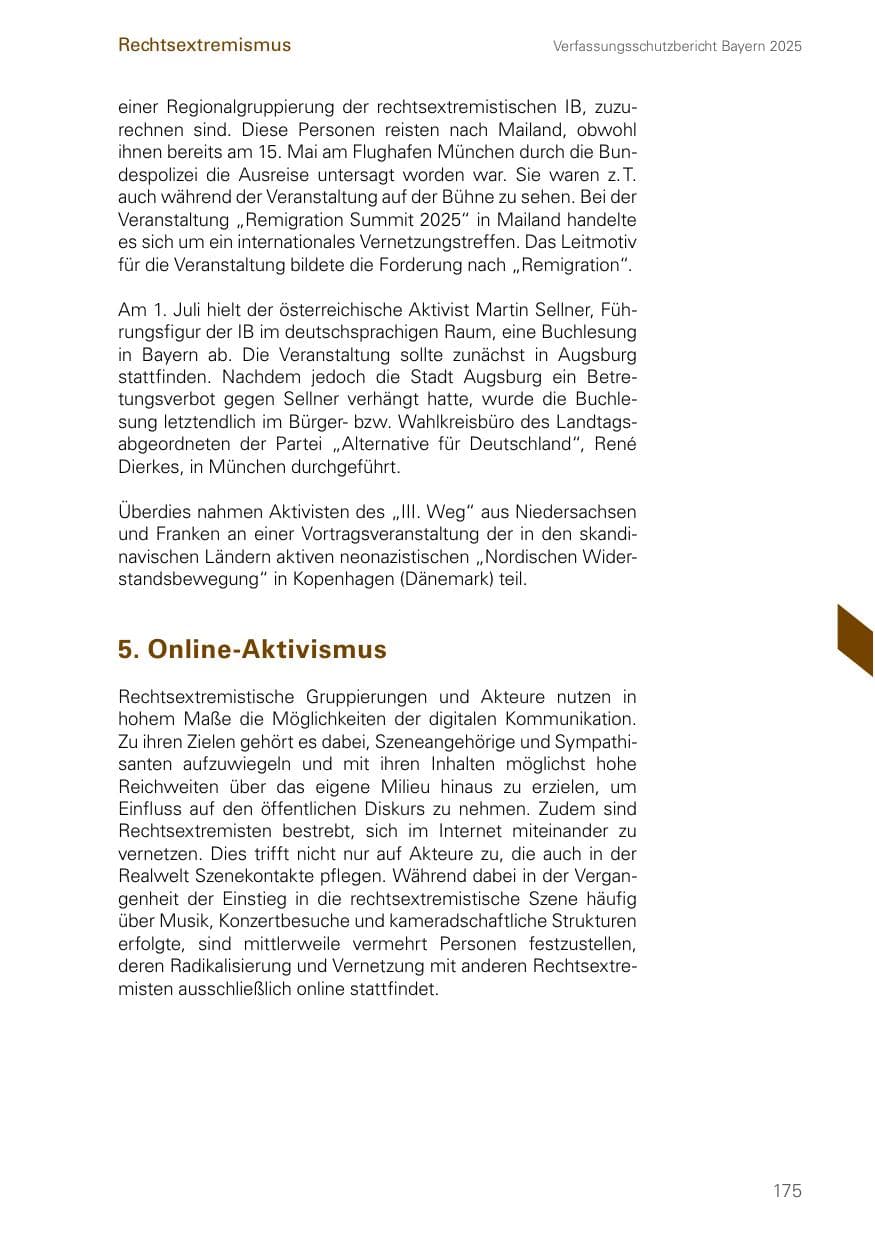 Seite 175 des Verfassungsschutzbericht 2025 Bayern