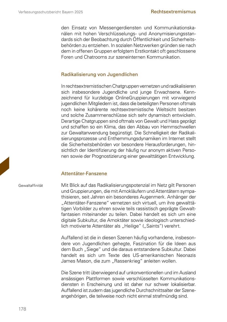 Seite 178 des Verfassungsschutzbericht 2025 Bayern