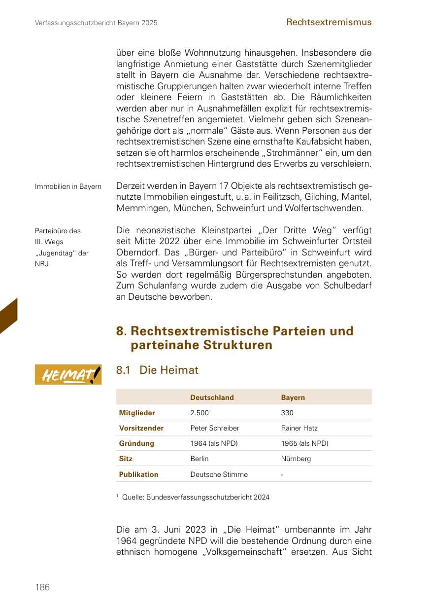 Seite 186 des Verfassungsschutzbericht 2025 Bayern