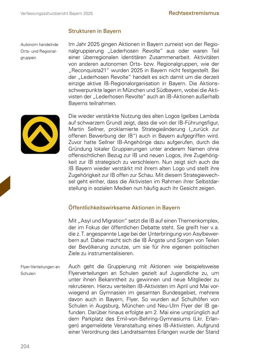 Seite 204 des Verfassungsschutzbericht 2025 Bayern