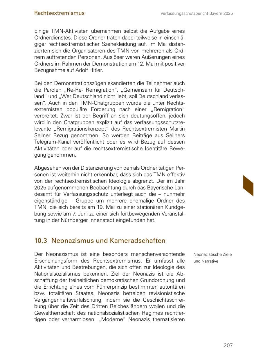 Seite 207 des Verfassungsschutzbericht 2025 Bayern