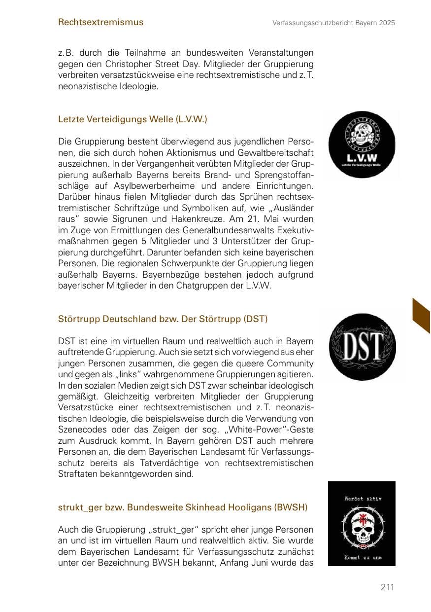 Seite 211 des Verfassungsschutzbericht 2025 Bayern