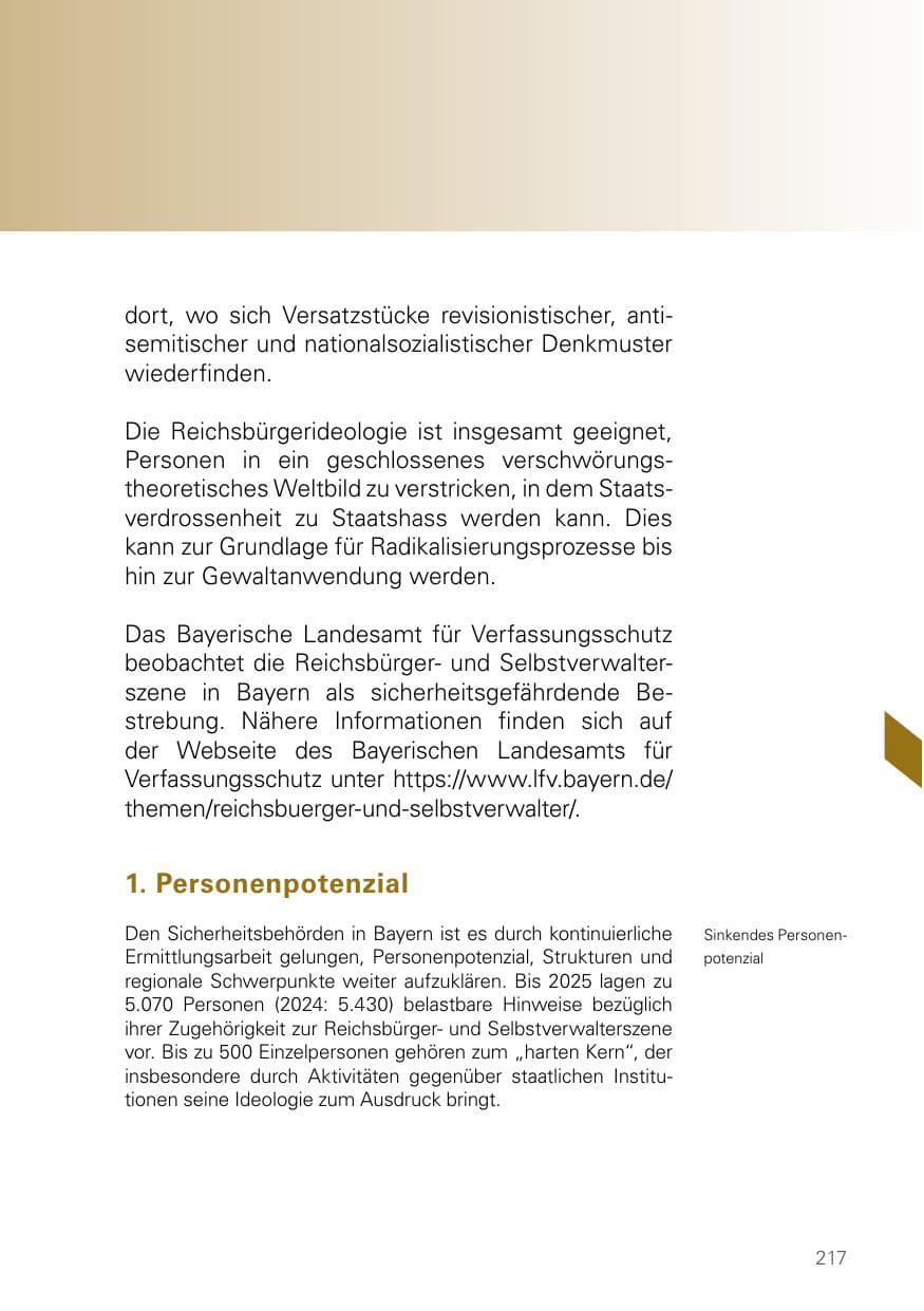 Seite 217 des Verfassungsschutzbericht 2025 Bayern