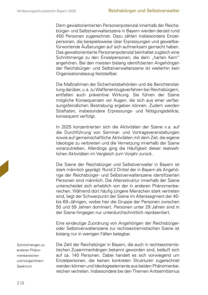 Seite 218 des Verfassungsschutzbericht 2025 Bayern