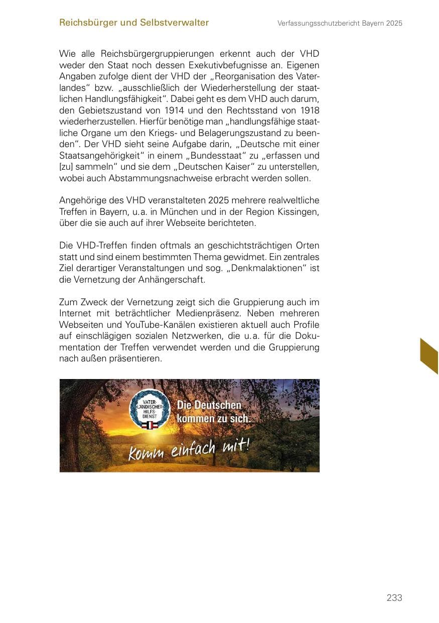 Seite 233 des Verfassungsschutzbericht 2025 Bayern