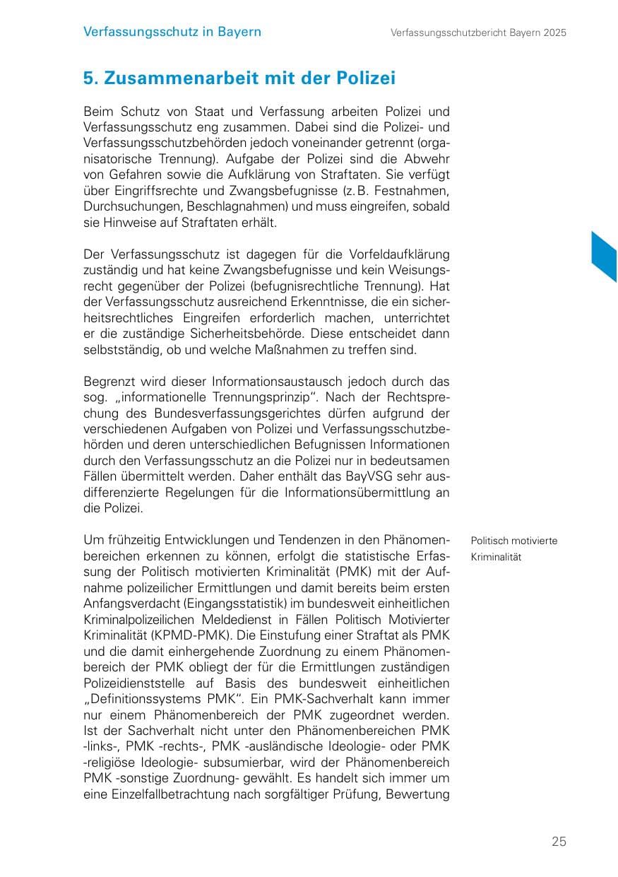 Seite 25 des Verfassungsschutzbericht 2025 Bayern