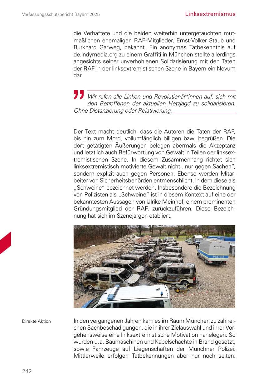 Seite 242 des Verfassungsschutzbericht 2025 Bayern