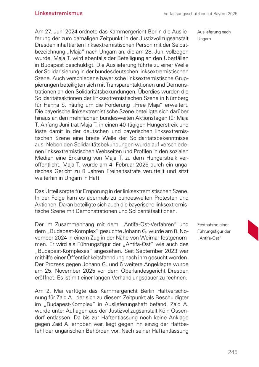 Seite 245 des Verfassungsschutzbericht 2025 Bayern
