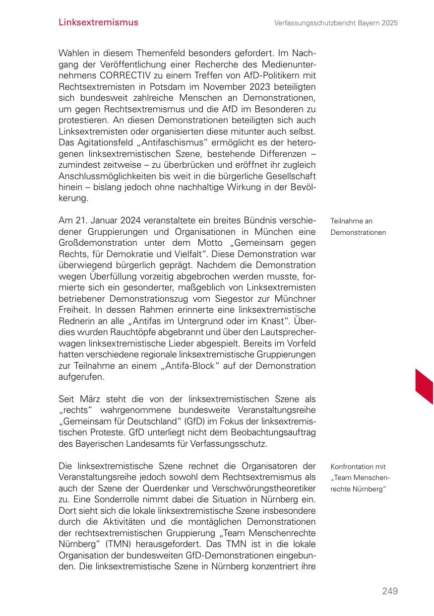 Seite 249 des Verfassungsschutzbericht 2025 Bayern