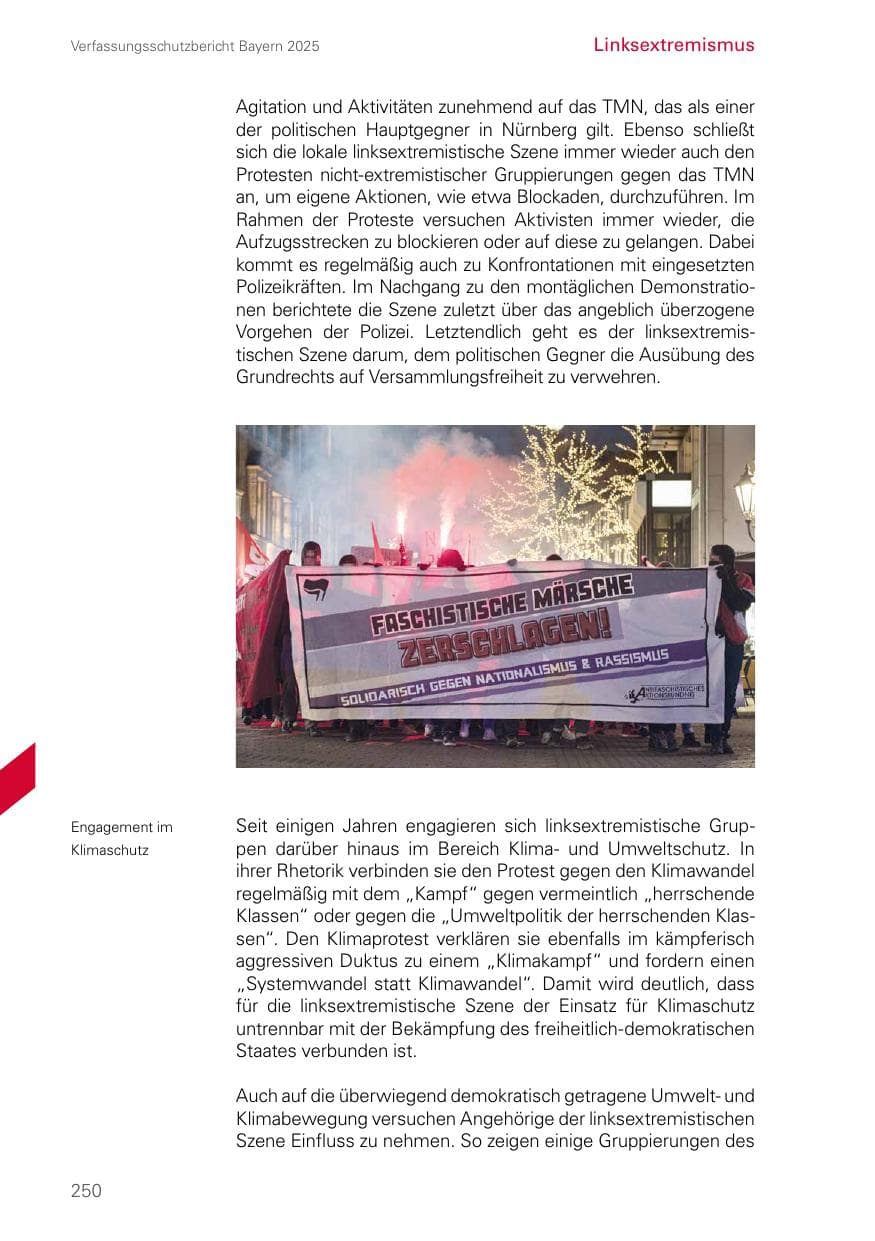 Seite 250 des Verfassungsschutzbericht 2025 Bayern