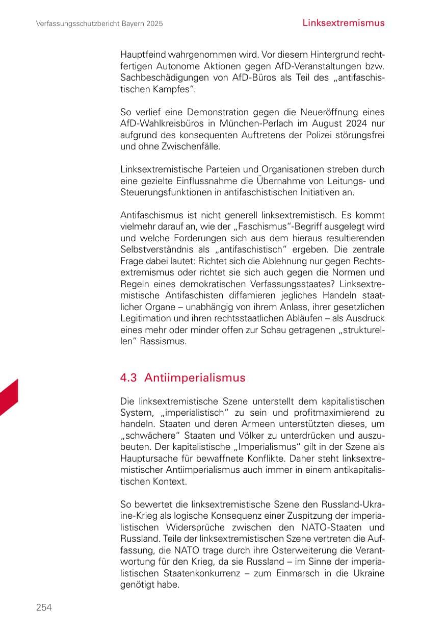 Seite 254 des Verfassungsschutzbericht 2025 Bayern