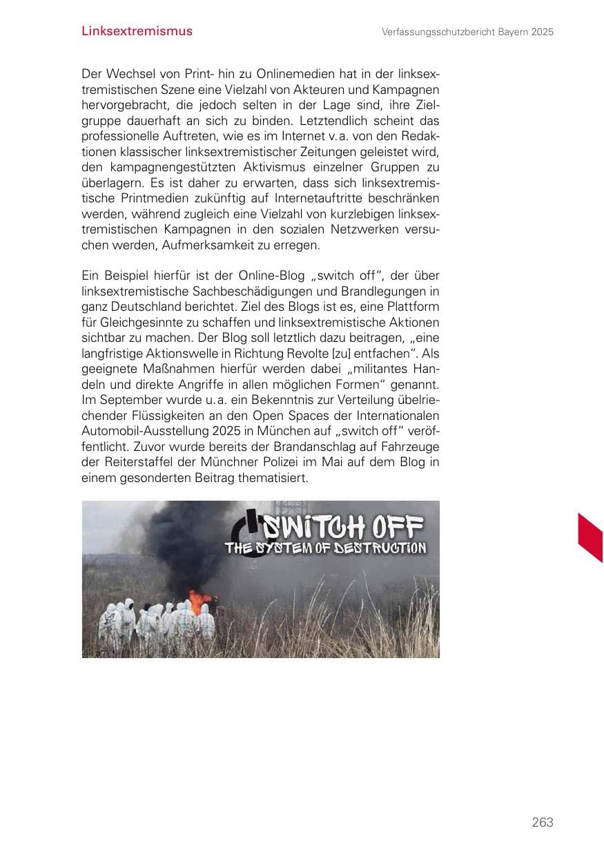 Seite 263 des Verfassungsschutzbericht 2025 Bayern