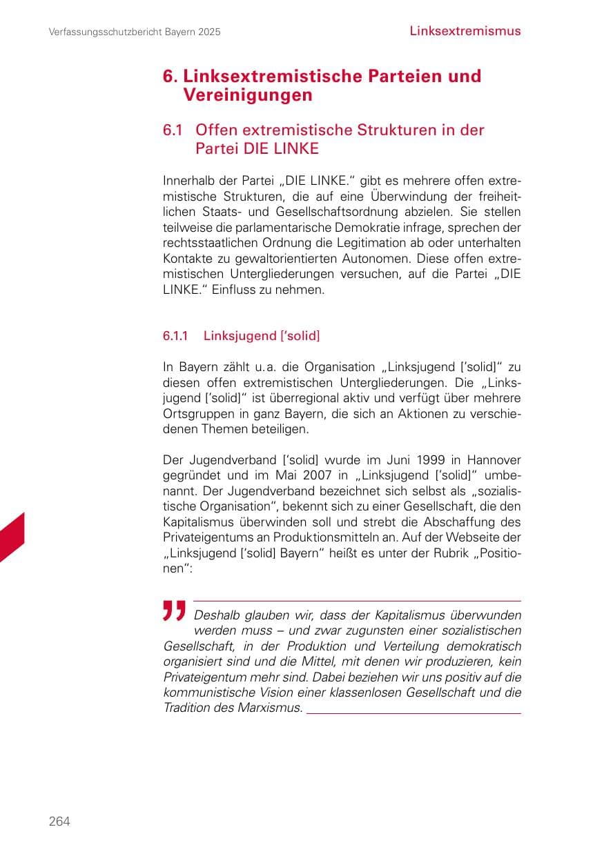 Seite 264 des Verfassungsschutzbericht 2025 Bayern