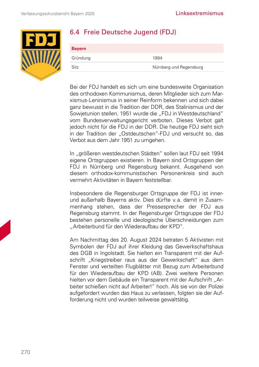 Seite 270 des Verfassungsschutzbericht 2025 Bayern
