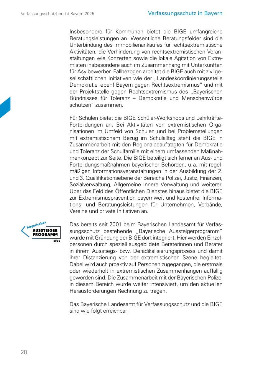 Seite 28 des Verfassungsschutzbericht 2025 Bayern