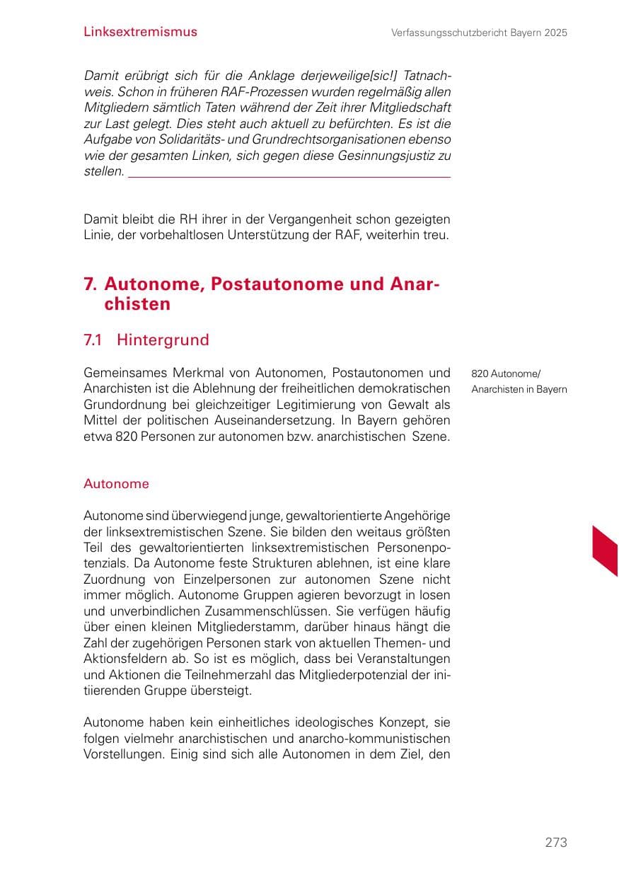 Seite 273 des Verfassungsschutzbericht 2025 Bayern