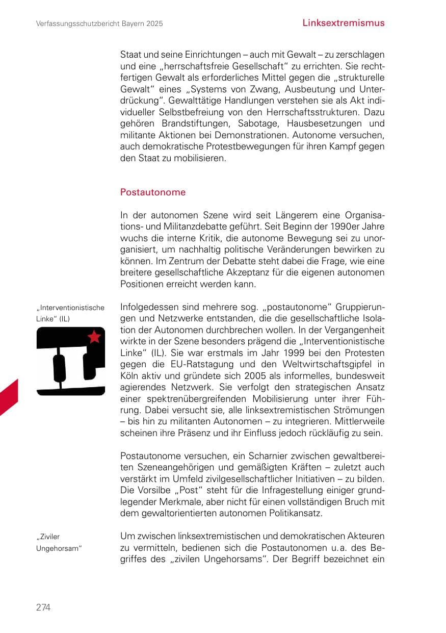 Seite 274 des Verfassungsschutzbericht 2025 Bayern