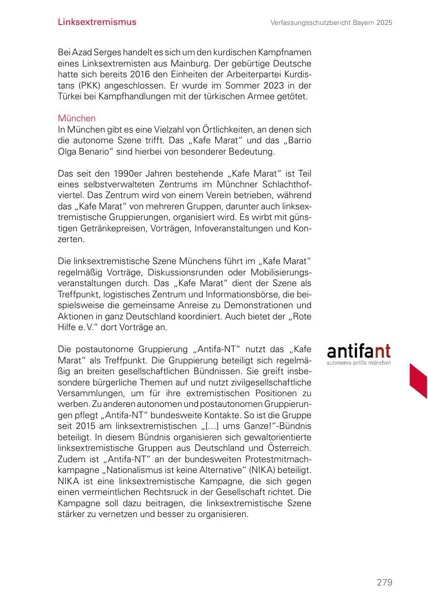 Seite 279 des Verfassungsschutzbericht 2025 Bayern