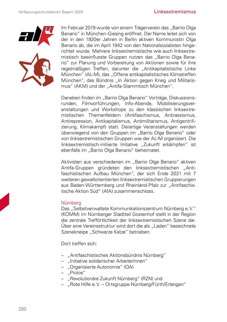 Seite 280 des Verfassungsschutzbericht 2025 Bayern