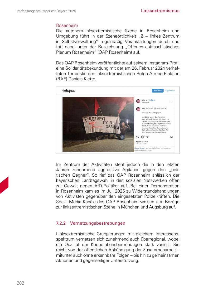 Seite 282 des Verfassungsschutzbericht 2025 Bayern