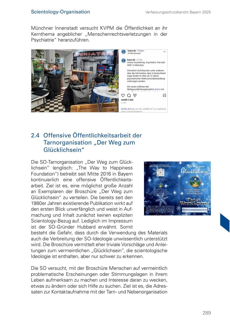 Seite 289 des Verfassungsschutzbericht 2025 Bayern