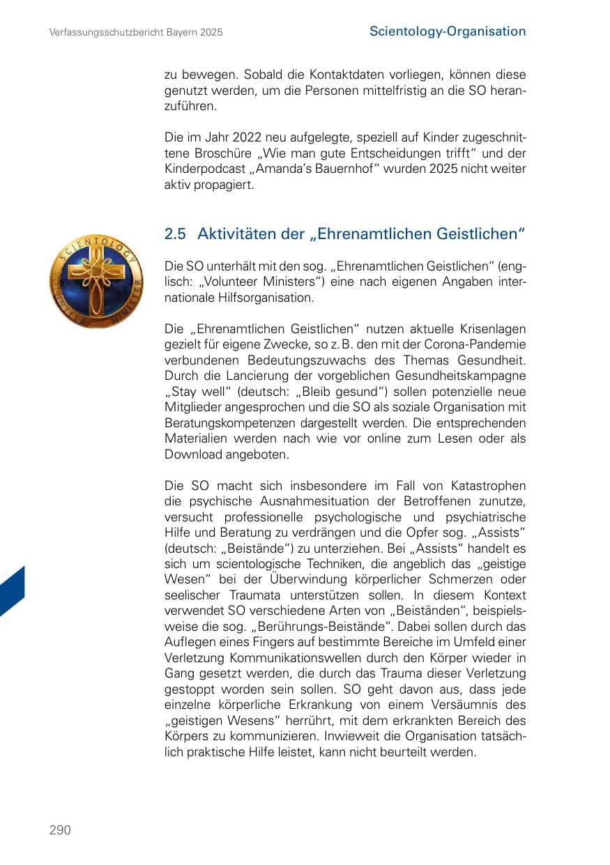 Seite 290 des Verfassungsschutzbericht 2025 Bayern