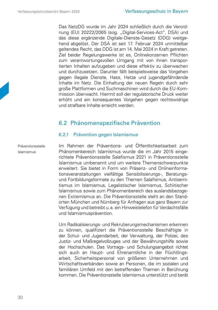 Seite 30 des Verfassungsschutzbericht 2025 Bayern