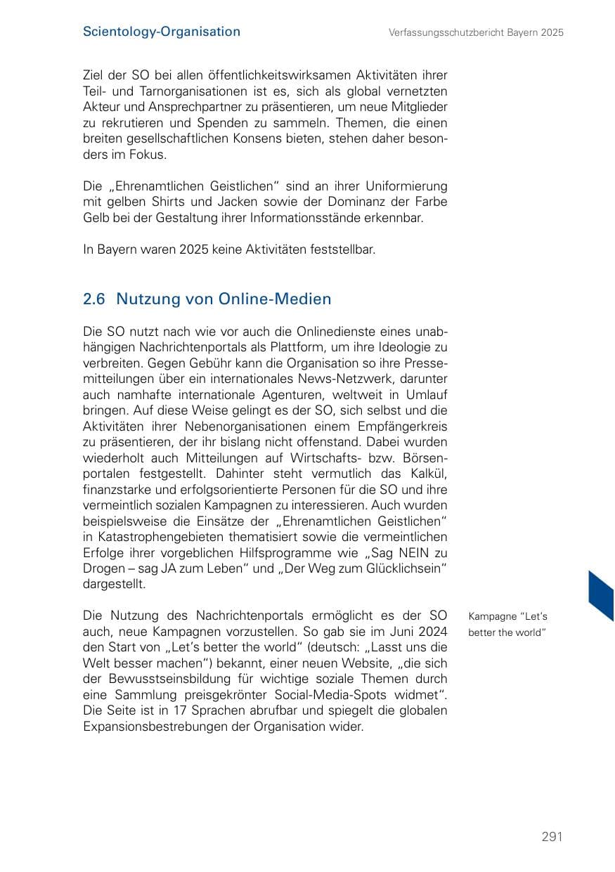 Seite 291 des Verfassungsschutzbericht 2025 Bayern