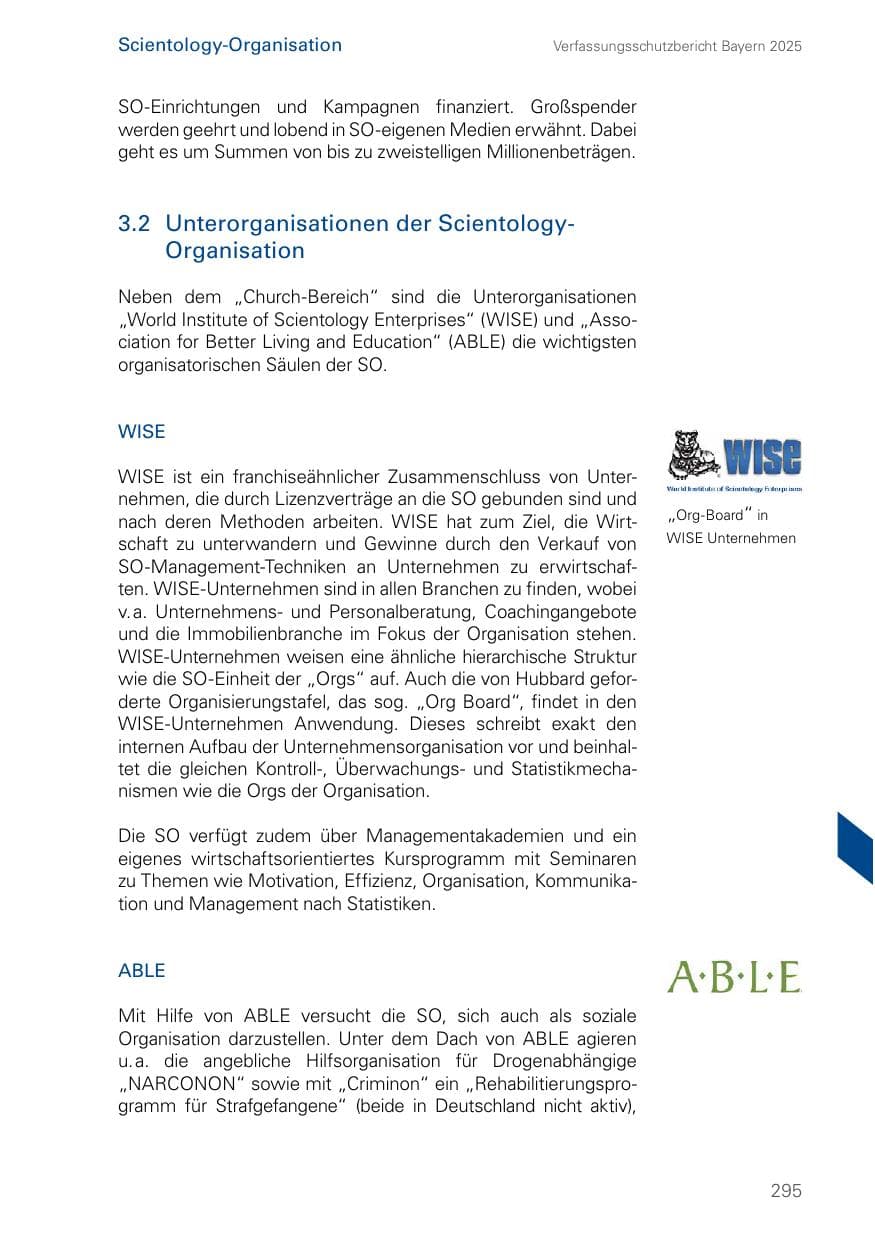 Seite 295 des Verfassungsschutzbericht 2025 Bayern