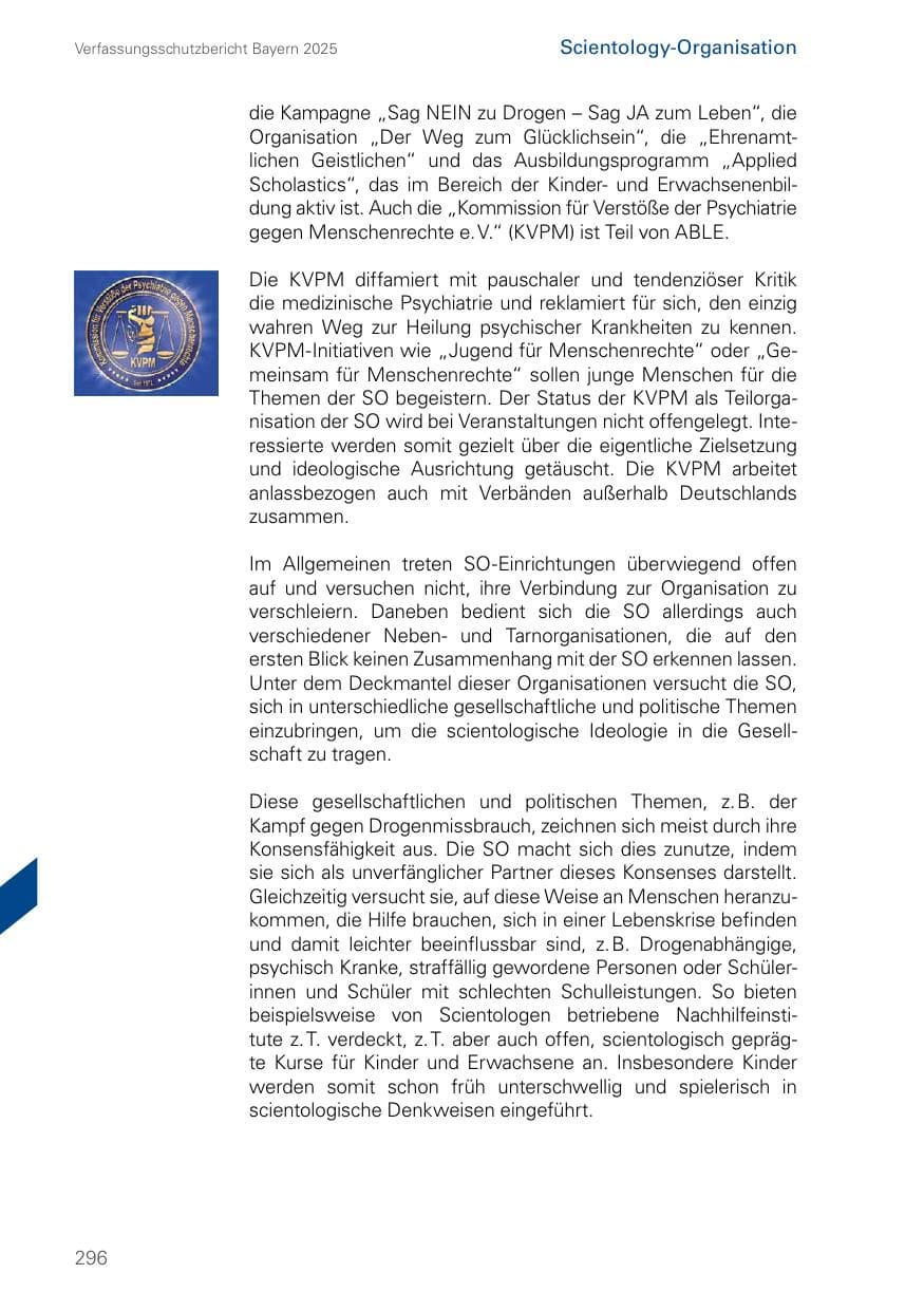 Seite 296 des Verfassungsschutzbericht 2025 Bayern