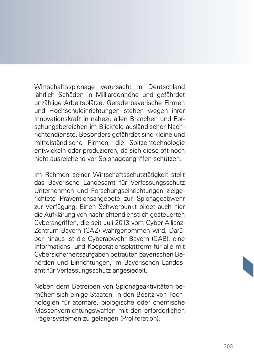 Seite 303 des Verfassungsschutzbericht 2025 Bayern