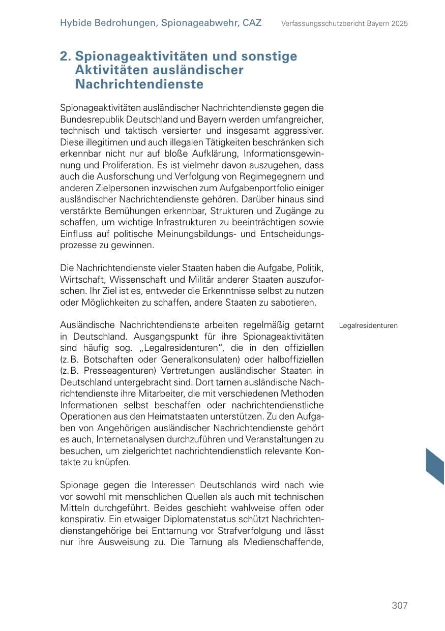 Seite 307 des Verfassungsschutzbericht 2025 Bayern